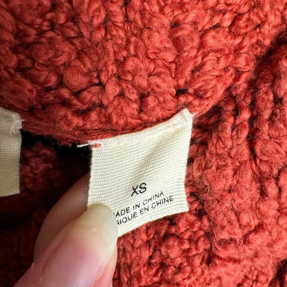 Anthropologie Moth orange/red cowl neck sweater button detail oversize XS M5 - Picture 9 of 9